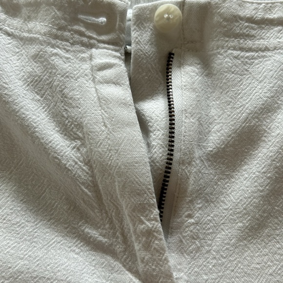 J Jill Solid White Linen/Rayon Crop Length Textured Pant 4 Pockets Elastic Waist - Picture 12 of 12